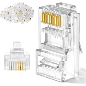 100 Adet RJ45 Cat 5 Konnektör 8P8C Ethernet Jakı RJ45 Cat5 Konnektör Ethernet Kablo Sıkma Uç Fiş