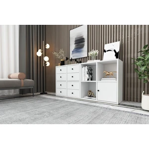 Rafli Dolapli Çekmeceli Sifonyer Beyaz 130 cm SFN-1030-Ç