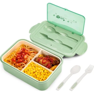 Sefer Tası Öğle Yemeği Kutusu Sızdırmaz Bento Kutu Seti Bölmeli ve Çatal Bıçaklı Yemek Kabı 1400 ml. (Yurt Dışından)