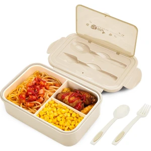 Sefer Tası Öğle Yemeği Kutusu Sızdırmaz Bento Kutu Seti Bölmeli ve Çatal Bıçaklı Yemek Kabı 1400 ml. (Yurt Dışından)