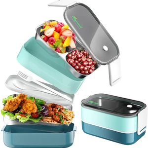 Sefer Tası Öğle Yemeği Kutusu Bölmeli Paslanmaz Çelik Sandviç Kutusu Bento Kutuları Sızdırmaz 1400 ml. (Yurt Dışından)