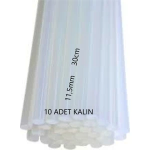 Takatuka Hediyelik 10 Adet Kalın Mum Silikon Sıcak Çubuk Şeffaf 11,5mm 30CM
