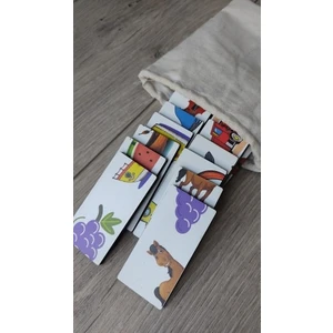 Renkli  Domino Hayvanlar, Meyveler ve Taşıtlar Puzzle