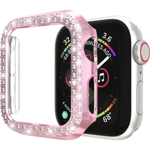 Apple Watch Uyumlu Seri 7 45 mm Kılıf Taşlı Çerçeve Swarovski Kristal Komple Bumper Mika Çerçeve