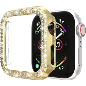 Apple Watch Uyumlu Seri 7 45 mm Kılıf Taşlı Çerçeve Swarovski Kristal Komple Bumper Mika Çerçeve