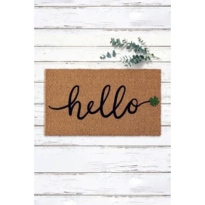 Paspas Yap Hello Yazılı Yeşil Yonca Tasarımlı Paspas