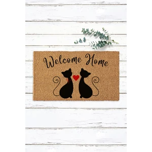 Paspas Yap Kedili Welcome Home Ortası Kalpli Kapı Önü Paspası