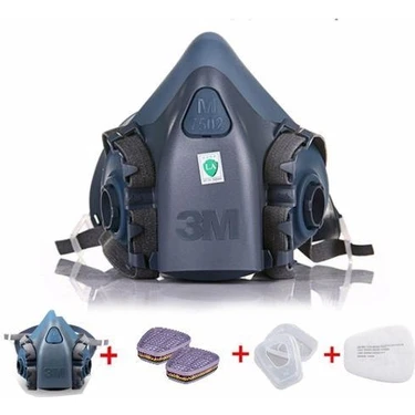 3m 7502 Yarım Yüz Maskesi + 3m 6059 Abek Filtre + 3m 5935 P3 Filtre +K501