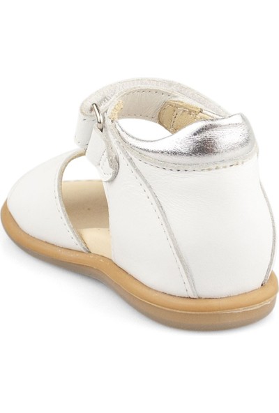 Cici Bebe Beyaz Deri Kız Çocuk Sandalet 106253KB-BYZ-DR