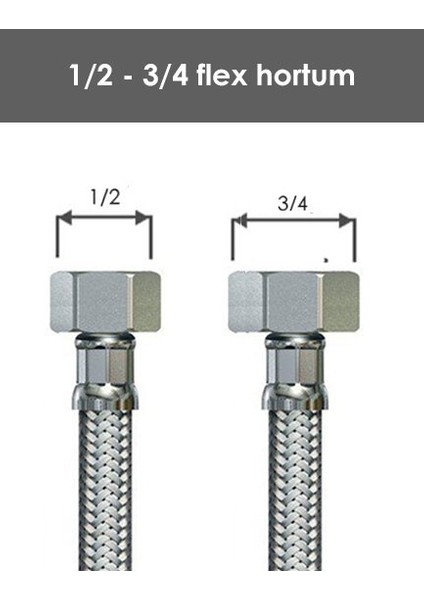 Sarıbey 3/4 - 1/2 Flex Bağlantı 30 cm (Paslanmaz )