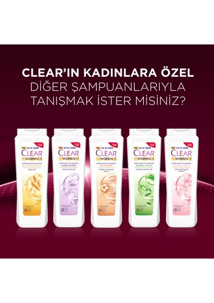 Women Kepeğe Karşı Etkili Şampuan Yumuşak Parlak Kiraz Çiçeği Esansı & Keratin 485 ml X3