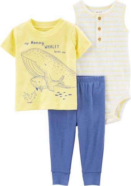 Erkek Bebek Body Pantolon Set 3'lü Paket