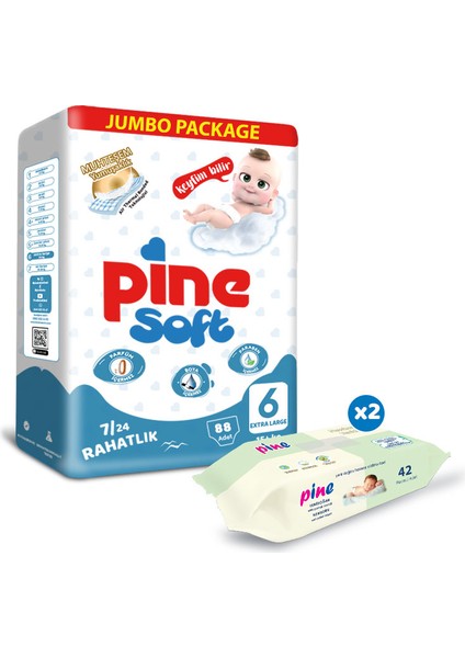 X-Large (15+ Kg) 88 Adet Bebek Bezi + 4 Paket Islak Mendil