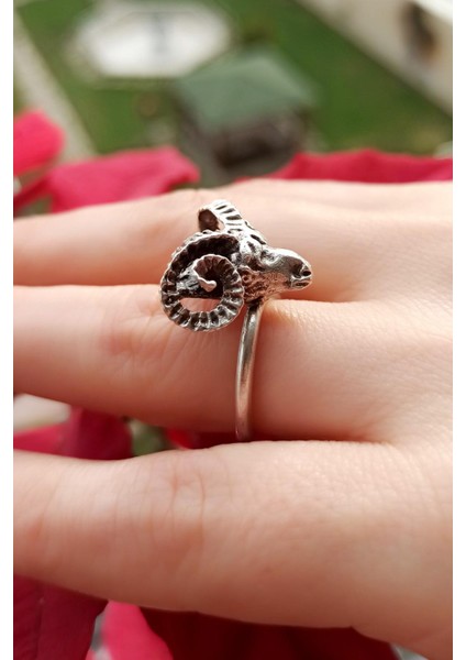 Antik Gümüş Kaplama Koç Başı Şekilli Unisex Yüzük fiyatları