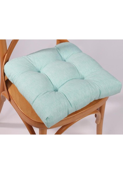 Lina Su Yeşili Pofidik Sandalye Minderi Özel Dikişli Bağcıklı 40X40Cm fiyatları