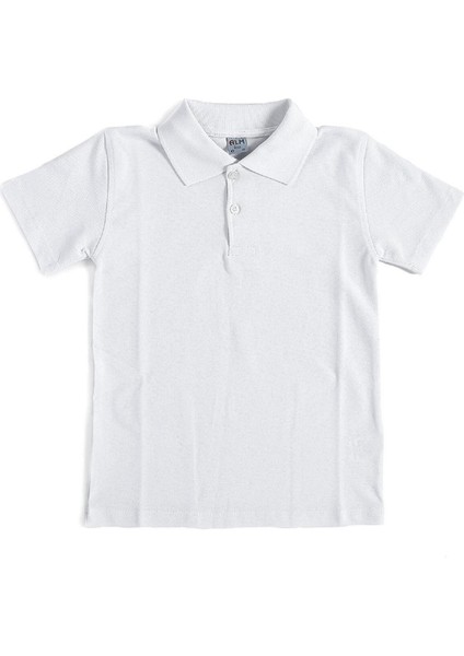 Beyaz Kısa Kol Çocuk Düz Renk Okul Lakos Tişört - 80238-BEYAZ