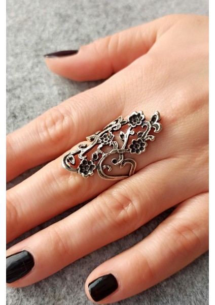 Antik Gümüş Kaplama Çiçekler Şekilli Kadın Yüzük modelleri