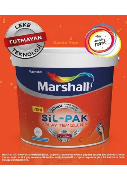 Sil-Pak Silikonlu Tam Silinebilir Iç Cephe Duvar Boyası 15 Lt Kristal