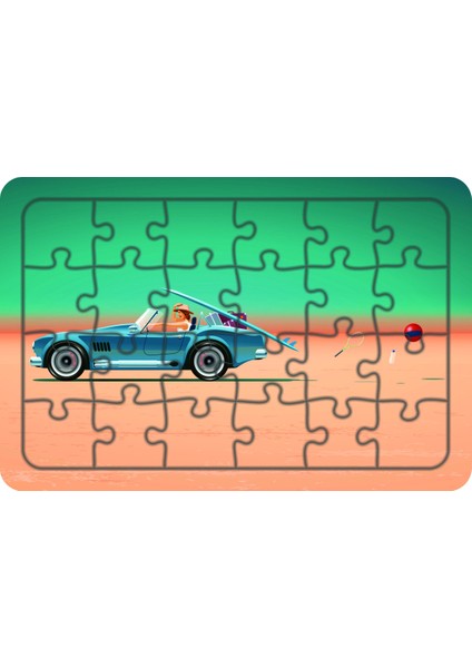 Sörfcü Kız Yolda 24 Parça Ahşap Çocuk Puzzle Yapboz