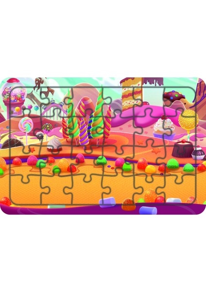 Şeker Dünyası 24 Parça Ahşap Çocuk Puzzle Yapboz