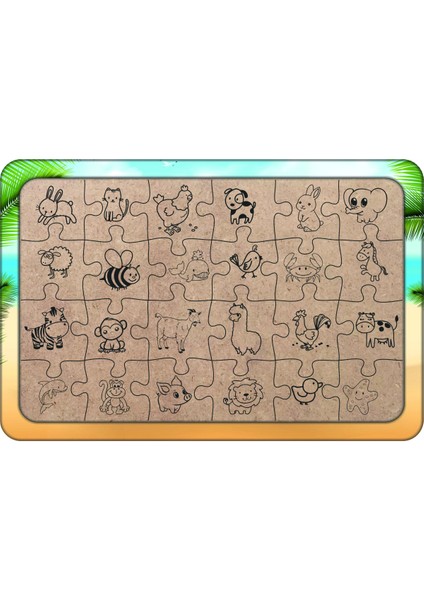 Tatil Karavanı 24 Parça Ahşap Çocuk Puzzle Yapboz