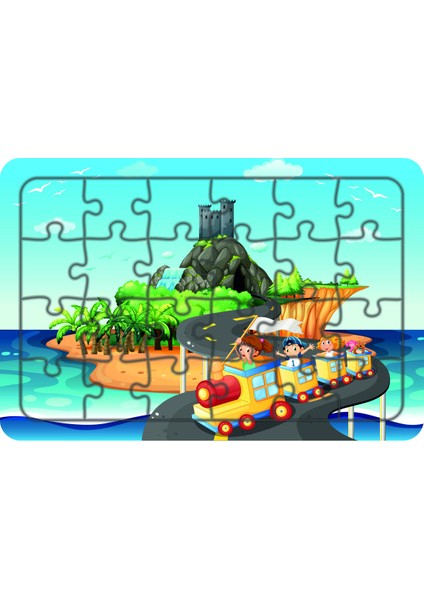 Tatil Treni 24 Parça Ahşap Çocuk Puzzle Yapboz