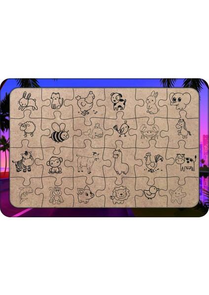 Yarış Arabası 24 Parça Ahşap Çocuk Puzzle Yapboz Model 2