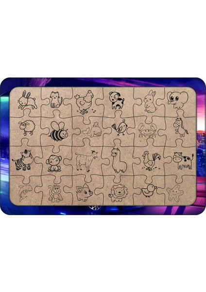 Yarış Arabası 24 Parça Ahşap Çocuk Puzzle Yapboz Model 4
