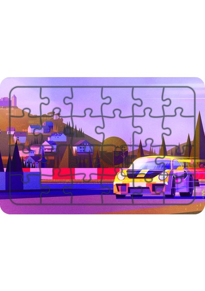 Yarış Arabası 24 Parça Ahşap Çocuk Puzzle Yapboz Model 6