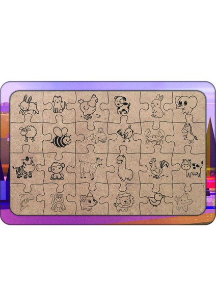 Yarış Arabası 24 Parça Ahşap Çocuk Puzzle Yapboz Model 6