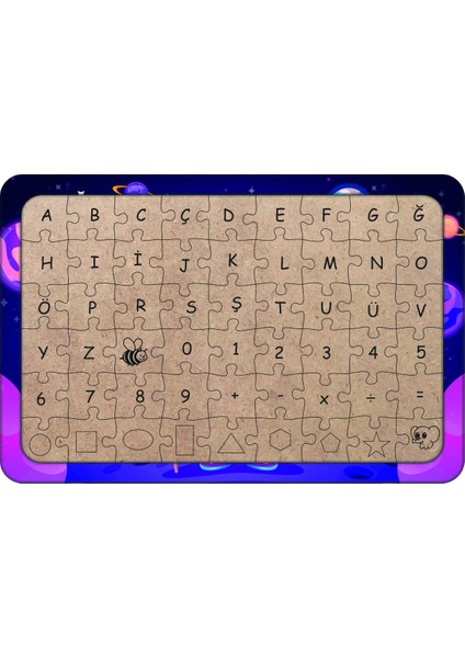 Astronot 54 Parça Ahşap Çocuk Puzzle Yapboz