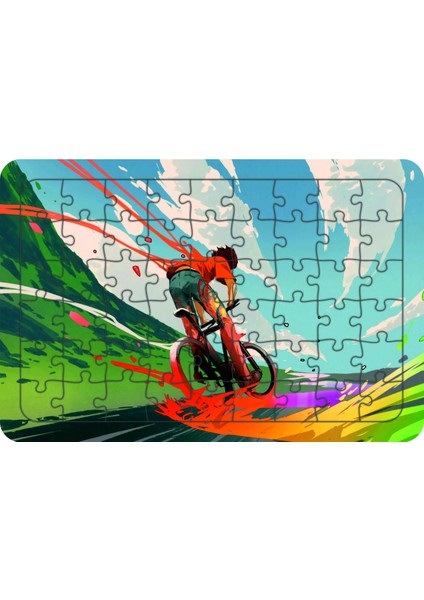 Bisikletli Çocuk 54 Parça Ahşap Çocuk Puzzle Yapboz