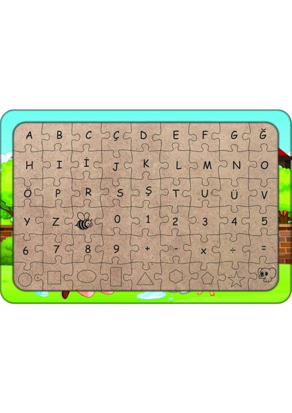 Çocuklar ve Hayvanlar 54 Parça Ahşap Çocuk Puzzle Yapboz