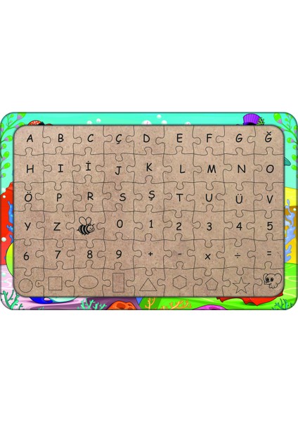 Deniz Canlıları 54 Parça Ahşap Çocuk Puzzle Yapboz Model 13