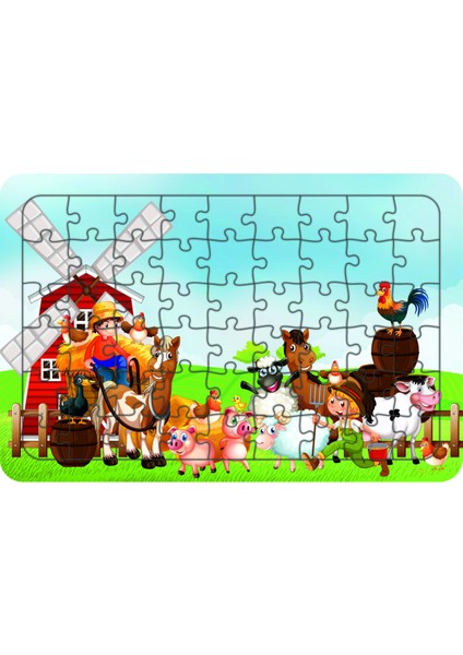 Güven Serigrafi Hayvanlar 54 Parça Ahşap Çocuk Puzzle Yapboz Model 17