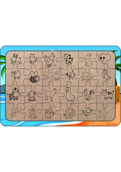 Arkadaşlar Tatilde 24 Parça Ahşap Çocuk Puzzle Yapboz