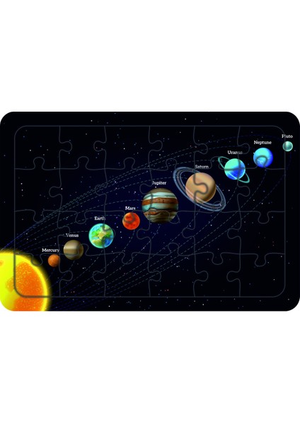 Güneş Sistemi 24 Parça Ahşap Çocuk Puzzle Yapboz Model 2