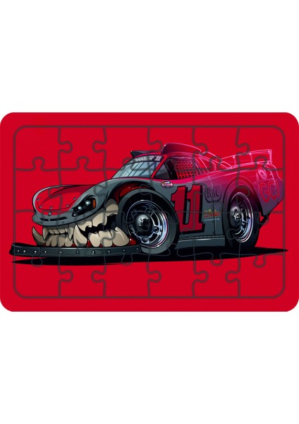 Canavar Araba 24 Parça Ahşap Çocuk Puzzle Yapboz