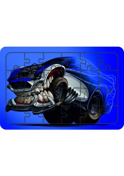 Canavar Araba 24 Parça Ahşap Çocuk Puzzle Yapboz Model3