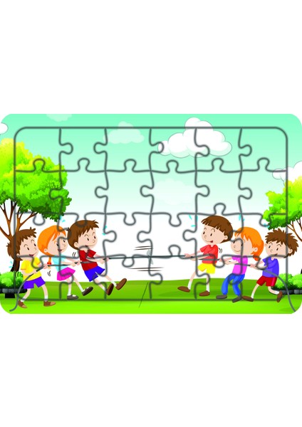 Ip Çekme Oyunu 24 Parça Ahşap Çocuk Puzzle Yapboz
