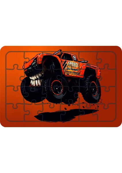 Canavar Kamyon 24 Parça Ahşap Çocuk Puzzle Yapboz