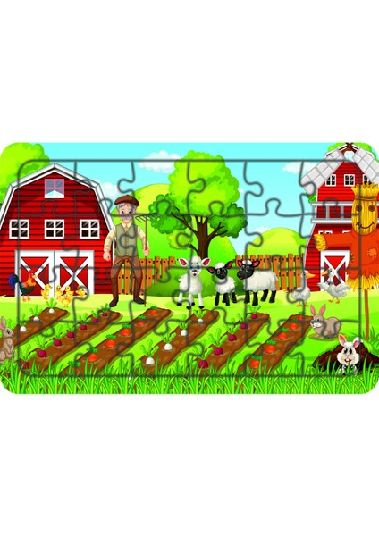 Çiftlik Hayatı 24 Parça Ahşap Çocuk Puzzle Yapboz