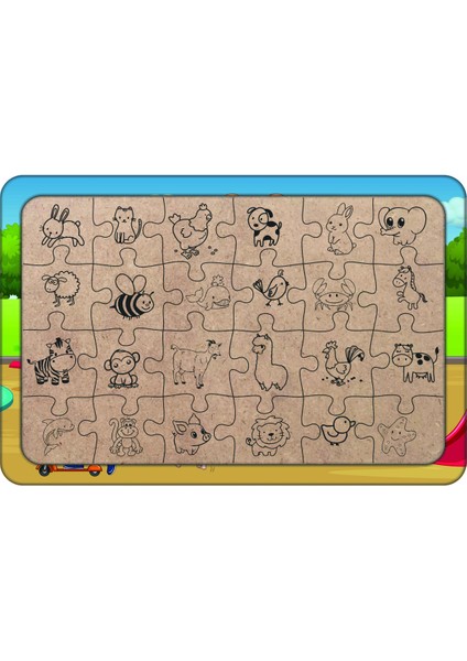 Parktaki Çocuklar 24 Parça Ahşap Çocuk Puzzle Yapboz Model 2