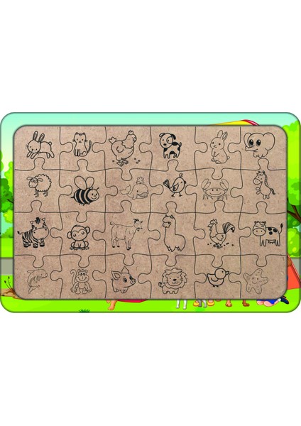 Parktaki Çocuklar 24 Parça Ahşap Çocuk Puzzle Yapboz Model 5