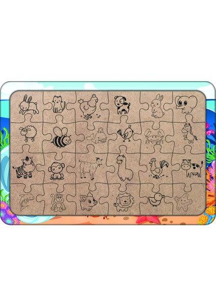 Deniz Kızı 24 Parça Ahşap Çocuk Puzzle Yapboz Model 2