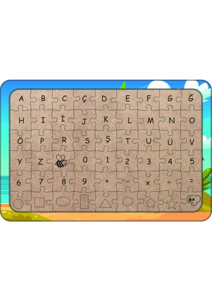 Sahil Evi 54 Parça Ahşap Çocuk Puzzle Yapboz