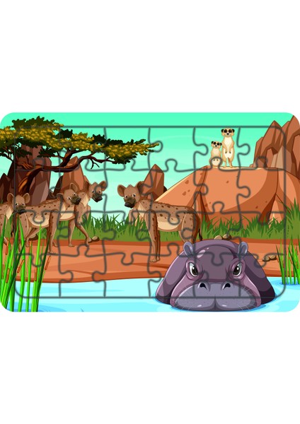 Hayvanlar 24 Parça Ahşap Çocuk Puzzle Yapboz Model 7