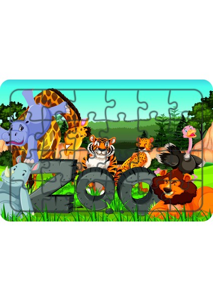 Hayvanlar 24 Parça Ahşap Çocuk Puzzle Yapboz Model 10