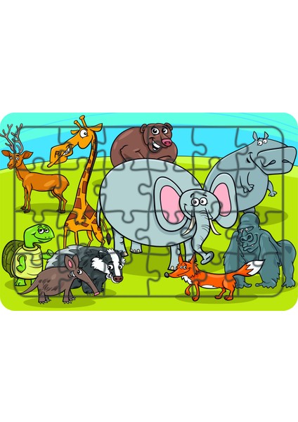 Hayvanlar 24 Parça Ahşap Çocuk Puzzle Yapboz Model 13