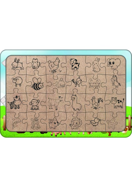 Hayvanlar 24 Parça Ahşap Çocuk Puzzle Yapboz Model 17